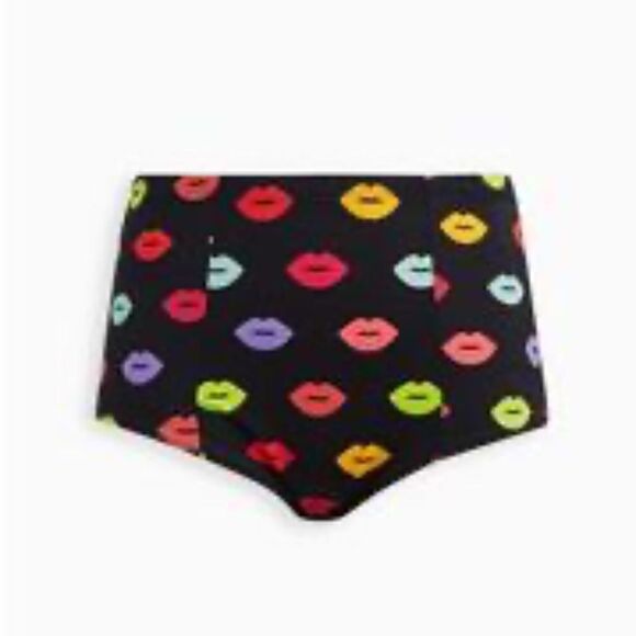 Torrid Lips Pattern High-Rise Strappy Back Swim Bottom 3X - Picture 11 of 11